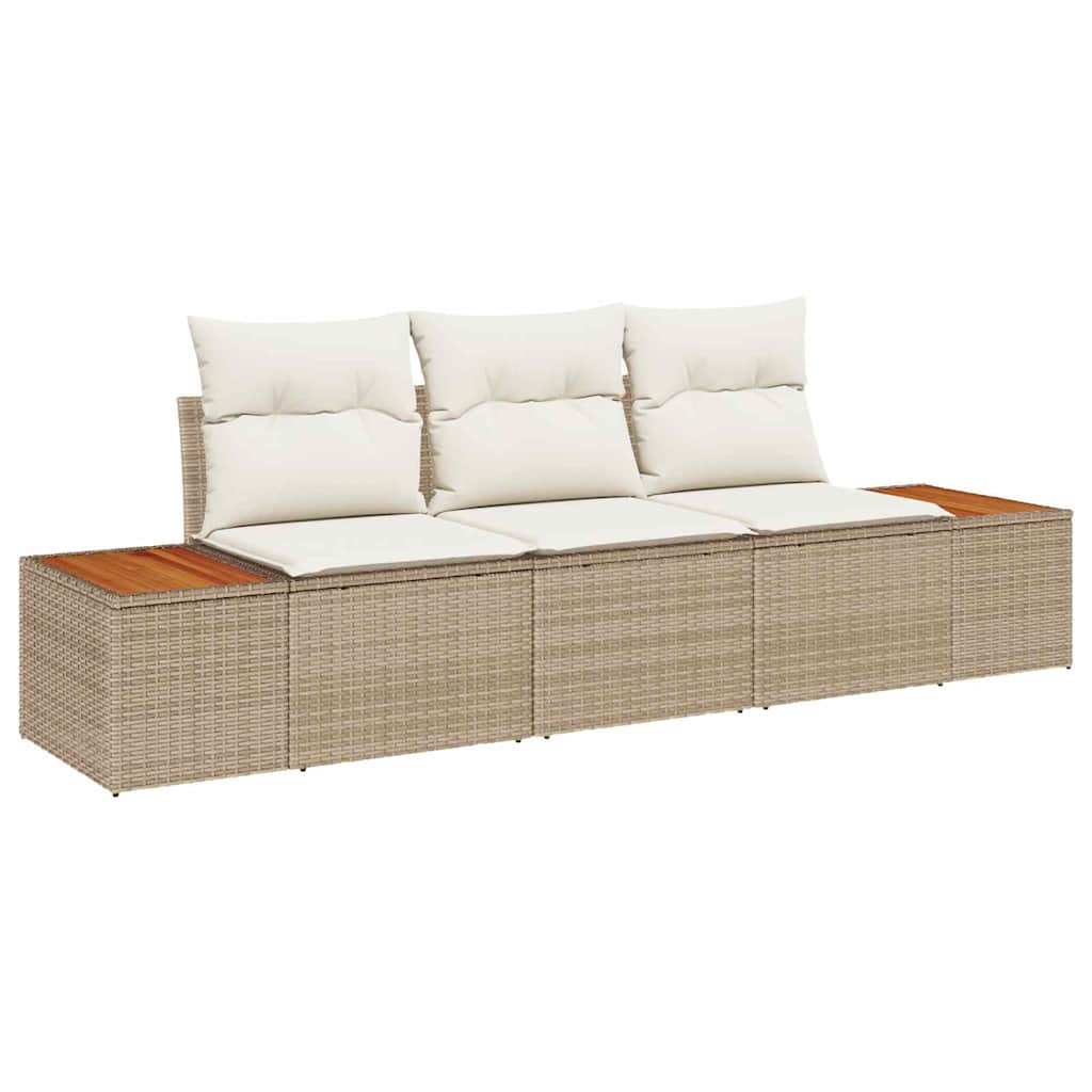 Tuin Sofa Set met kussen 3 pcs beige en crèmekleurig Poly riet is nu te koop bij PeponiXL, paradijselijk wonen!