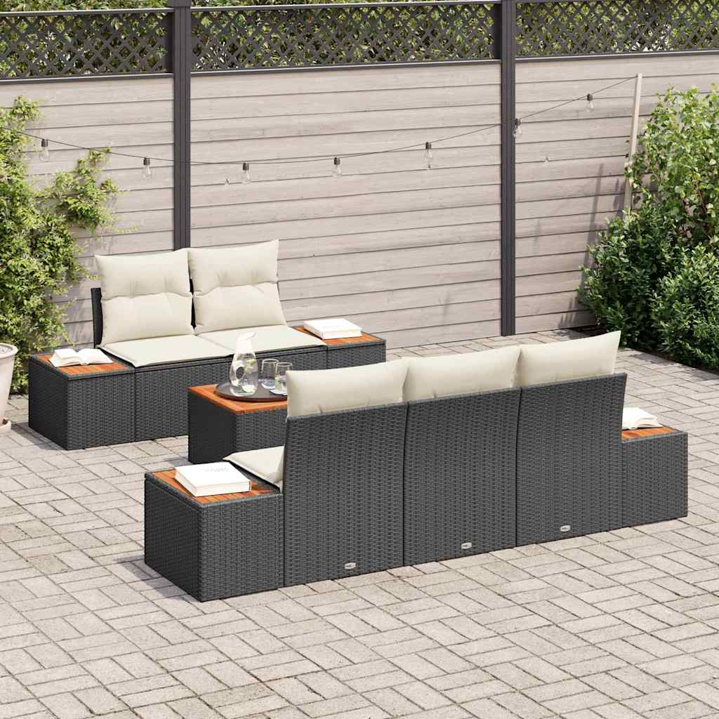 Tuin Sofa Set met opslag 6 pcs Zwart Poly riet is nu te koop bij PeponiXL, paradijselijk wonen!
