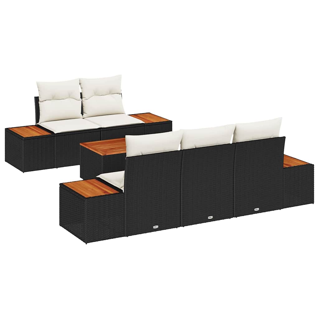 Tuin Sofa Set met opslag 6 pcs Zwart Poly riet is nu te koop bij PeponiXL, paradijselijk wonen!
