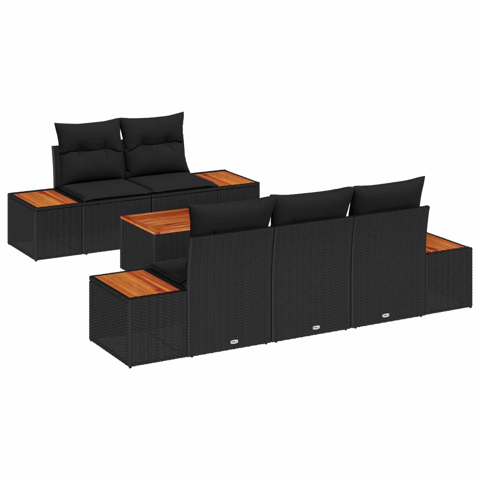 Tuin Sofa Set met opslag 6 pcs Zwart Poly riet is nu te koop bij PeponiXL, paradijselijk wonen!