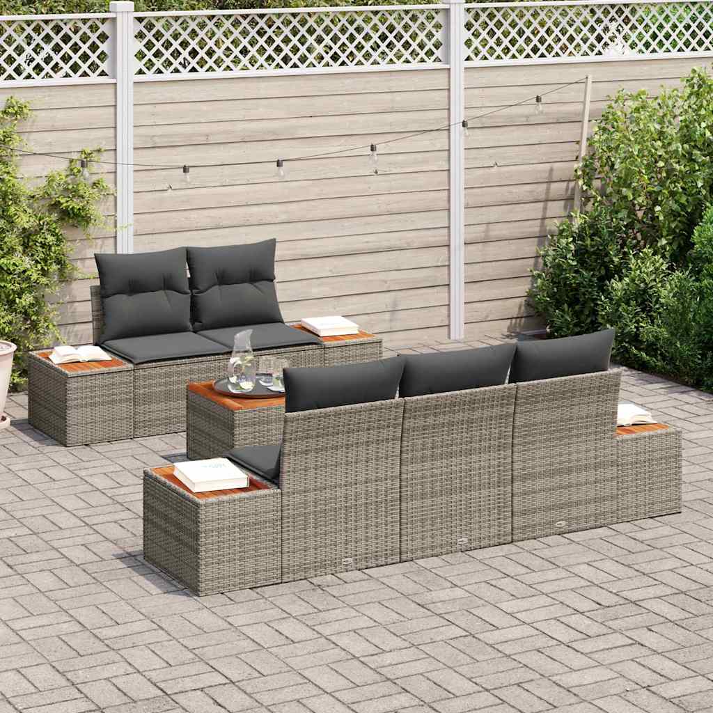 Tuin Sofa Set met opslag 6 pcs Grijs Poly riet is nu te koop bij PeponiXL, paradijselijk wonen!