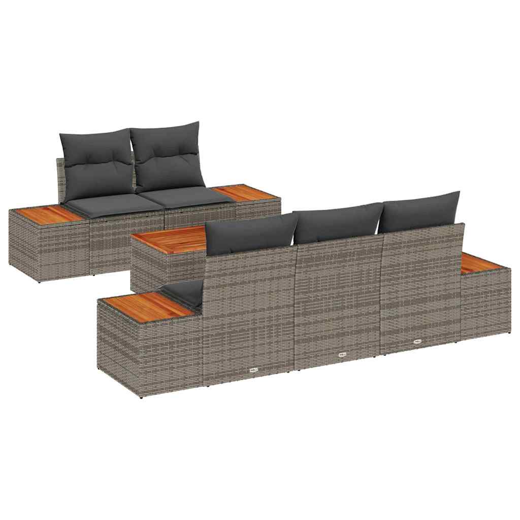 Tuin Sofa Set met opslag 6 pcs Grijs Poly riet is nu te koop bij PeponiXL, paradijselijk wonen!