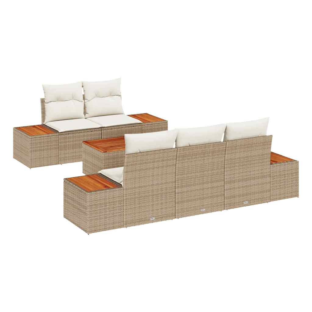Tuin Sofa Set met opslag 6 pcs Beige Poly riet is nu te koop bij PeponiXL, paradijselijk wonen!