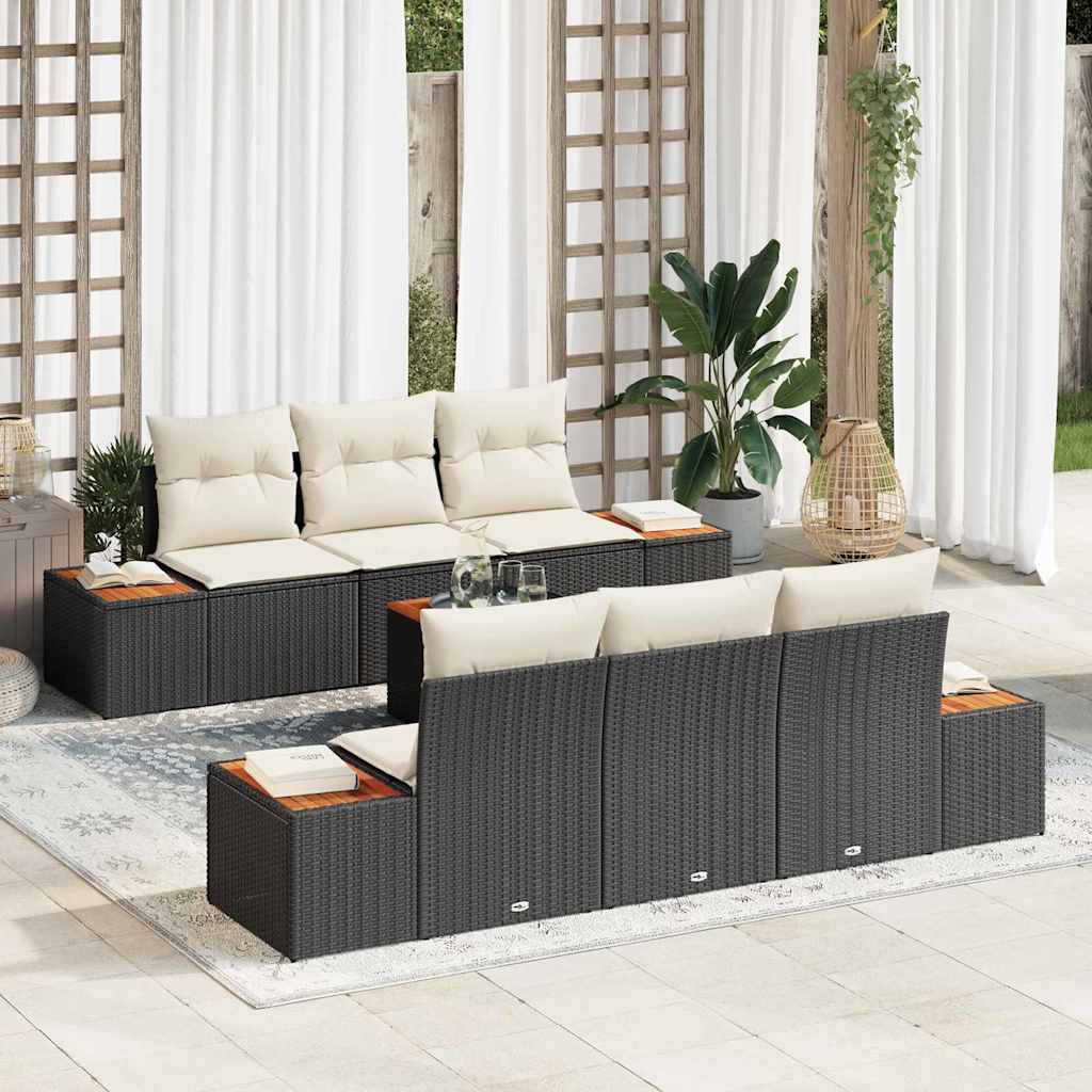 Tuin Sofa Set met opslag 7 pcs Zwart Poly riet is nu te koop bij PeponiXL, paradijselijk wonen!