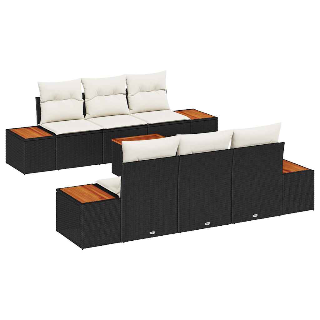 Tuin Sofa Set met opslag 7 pcs Zwart Poly riet is nu te koop bij PeponiXL, paradijselijk wonen!
