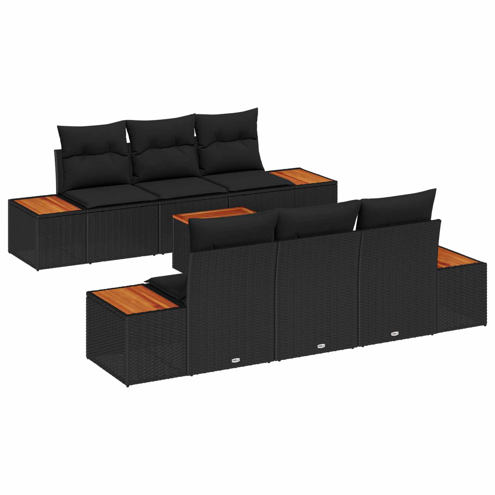 Tuin Sofa Set met kussen met opslag 7 pcs Zwart Poly riet is nu te koop bij PeponiXL, paradijselijk wonen!