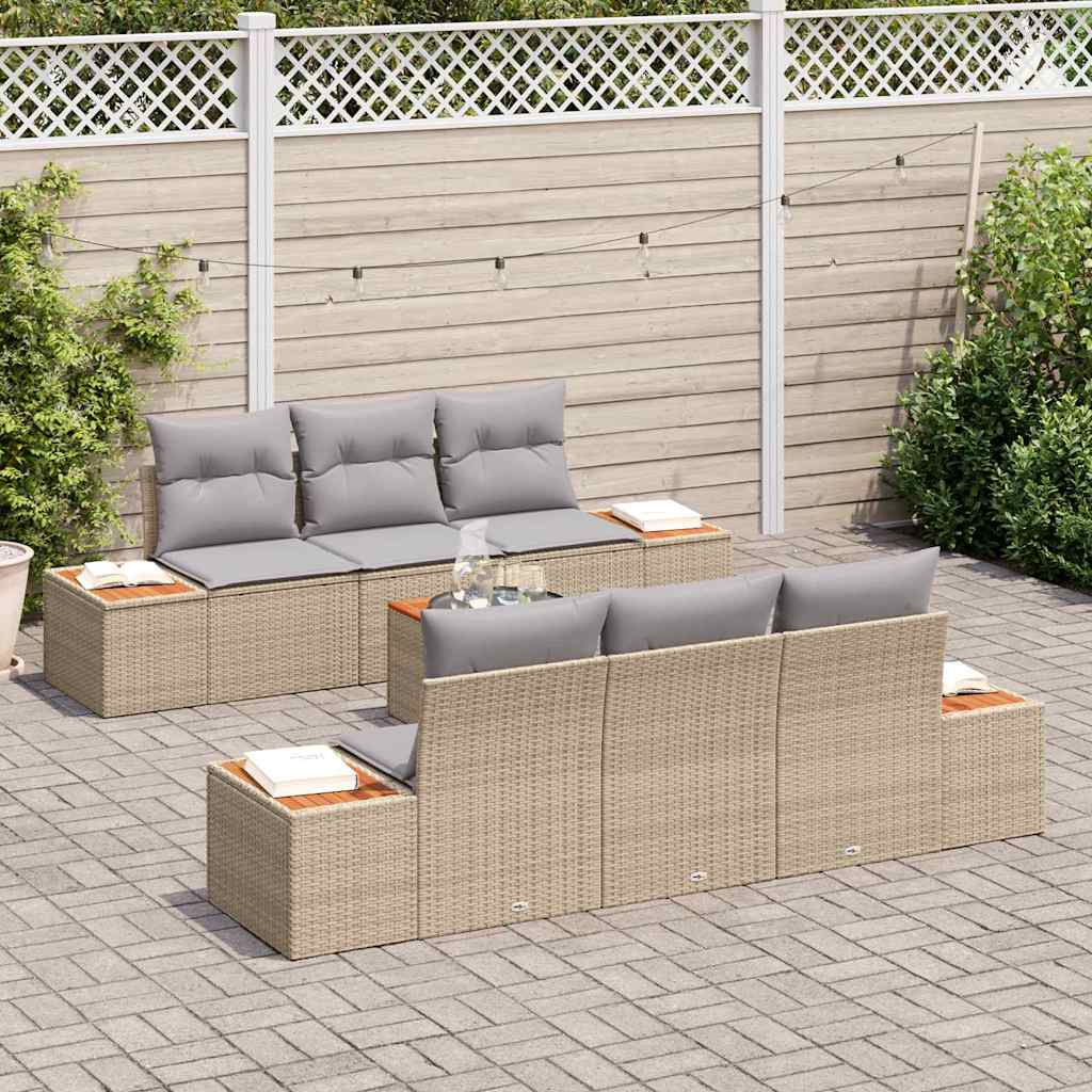 Tuin Sofa Set met kussen met opslag 7 pcs Beige Poly riet is nu te koop bij PeponiXL, paradijselijk wonen!