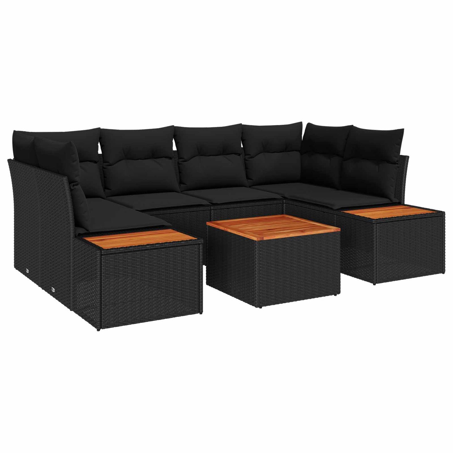 Tuin Sofa Set met kussen met opslag 6 pcs Zwart Poly riet is nu te koop bij PeponiXL, paradijselijk wonen!