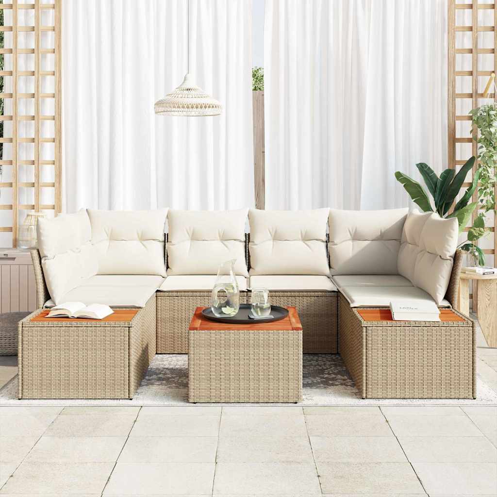 Tuin Sofa Set met kussen met opslag 6 pcs Beige Poly riet is nu te koop bij PeponiXL, paradijselijk wonen!