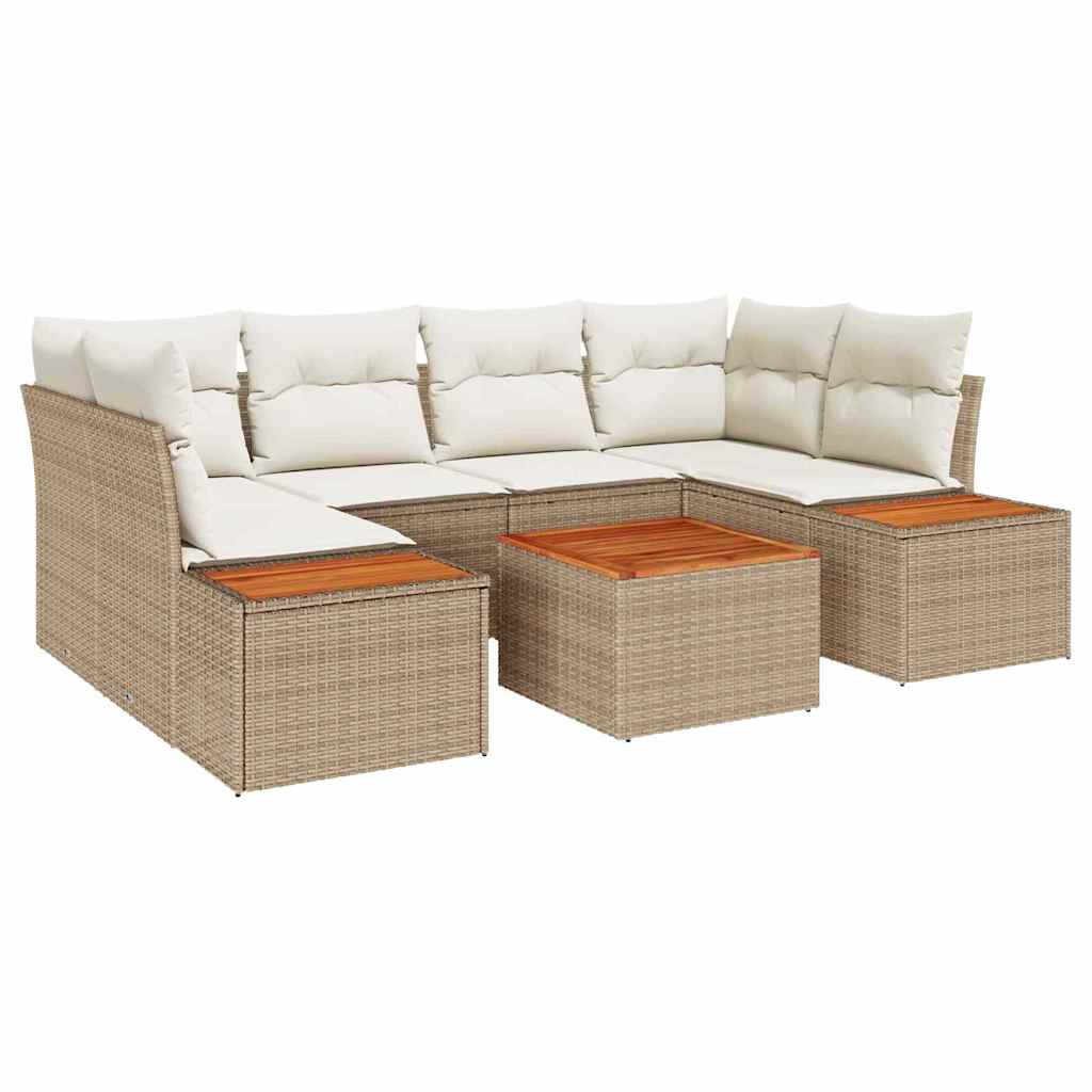 Tuin Sofa Set met kussen met opslag 6 pcs Beige Poly riet is nu te koop bij PeponiXL, paradijselijk wonen!
