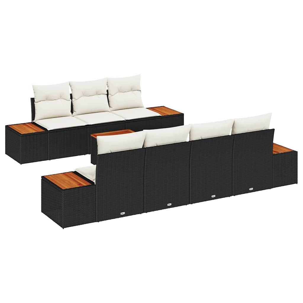 Tuin Sofa Set met kussen met opslag 8 pcs Zwart Poly riet is nu te koop bij PeponiXL, paradijselijk wonen!