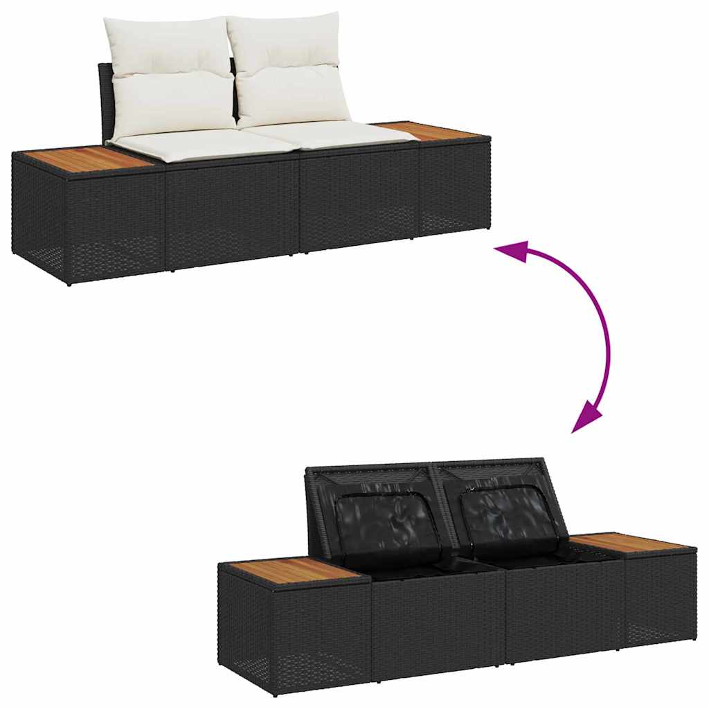 Tuin Sofa Set met kussen met opslag 8 pcs Zwart Poly riet is nu te koop bij PeponiXL, paradijselijk wonen!