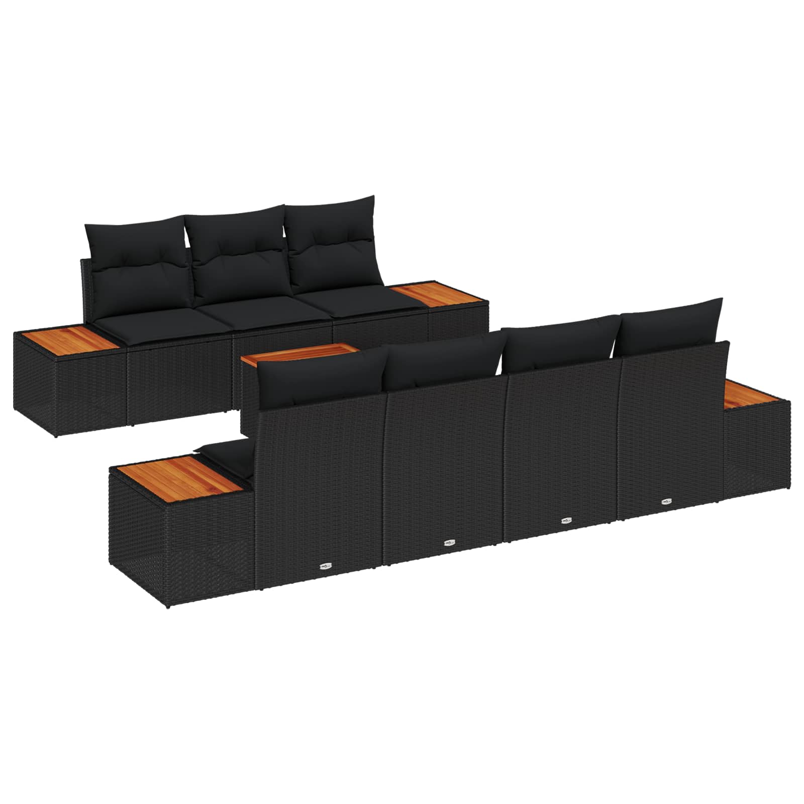 Tuin Sofa Set met kussen met opslag 8 pcs Zwart Poly riet is nu te koop bij PeponiXL, paradijselijk wonen!