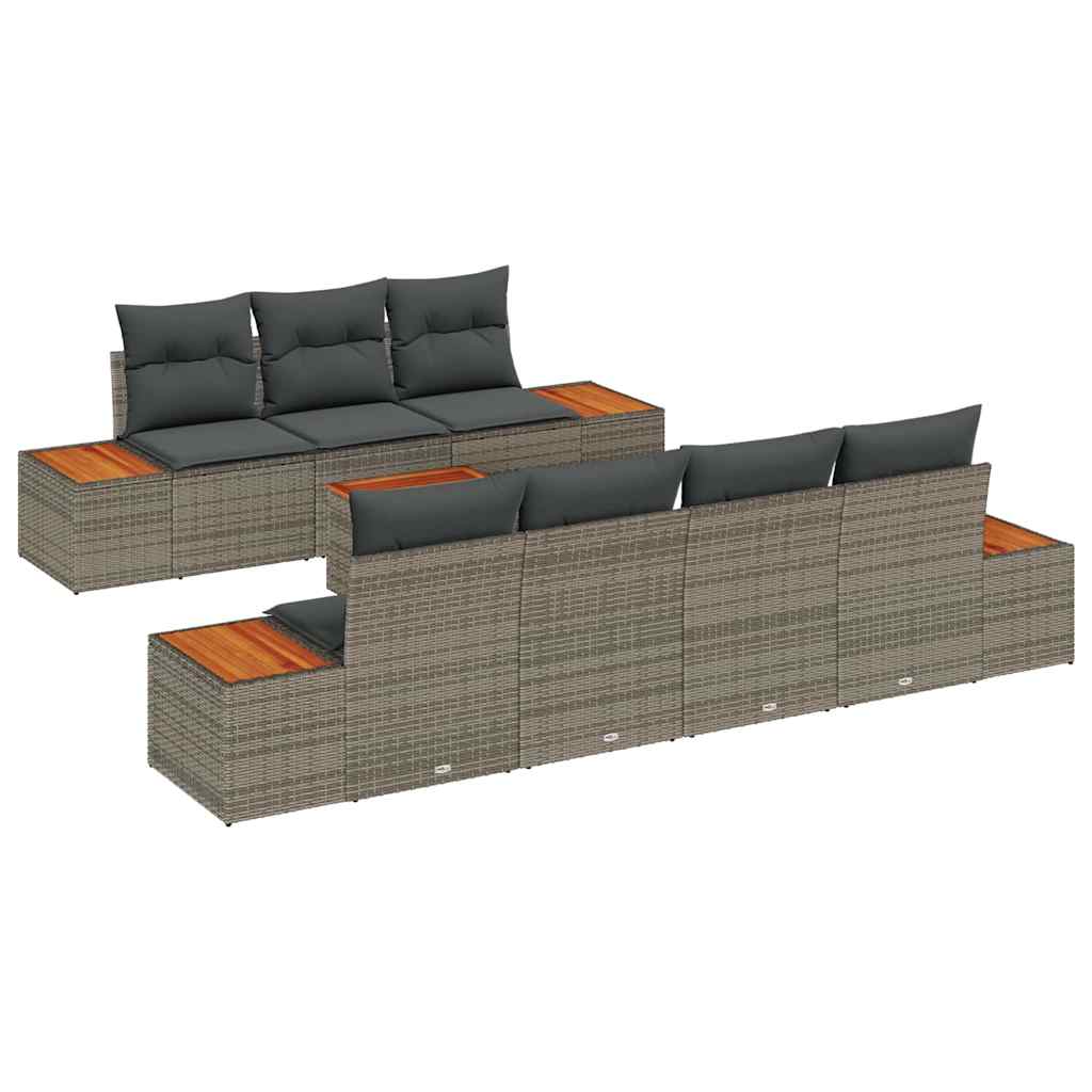Tuin Sofa Set met kussen met opslag 8 pcs Grijs Poly riet is nu te koop bij PeponiXL, paradijselijk wonen!