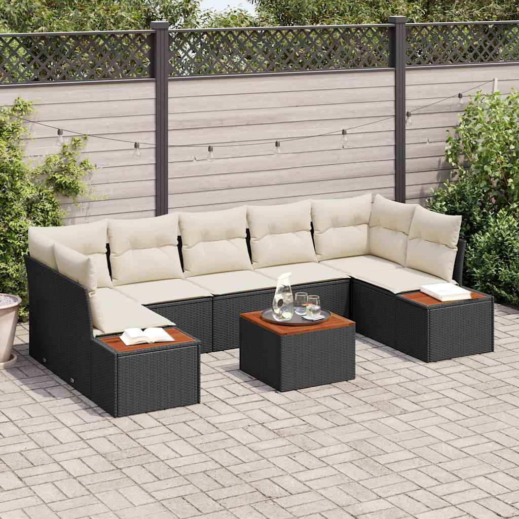 Tuin Sofa Set met kussen met opslag 8 pcs Zwart Poly riet is nu te koop bij PeponiXL, paradijselijk wonen!