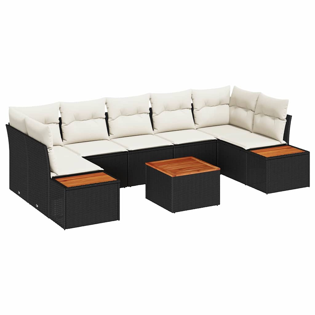 Tuin Sofa Set met kussen met opslag 8 pcs Zwart Poly riet is nu te koop bij PeponiXL, paradijselijk wonen!