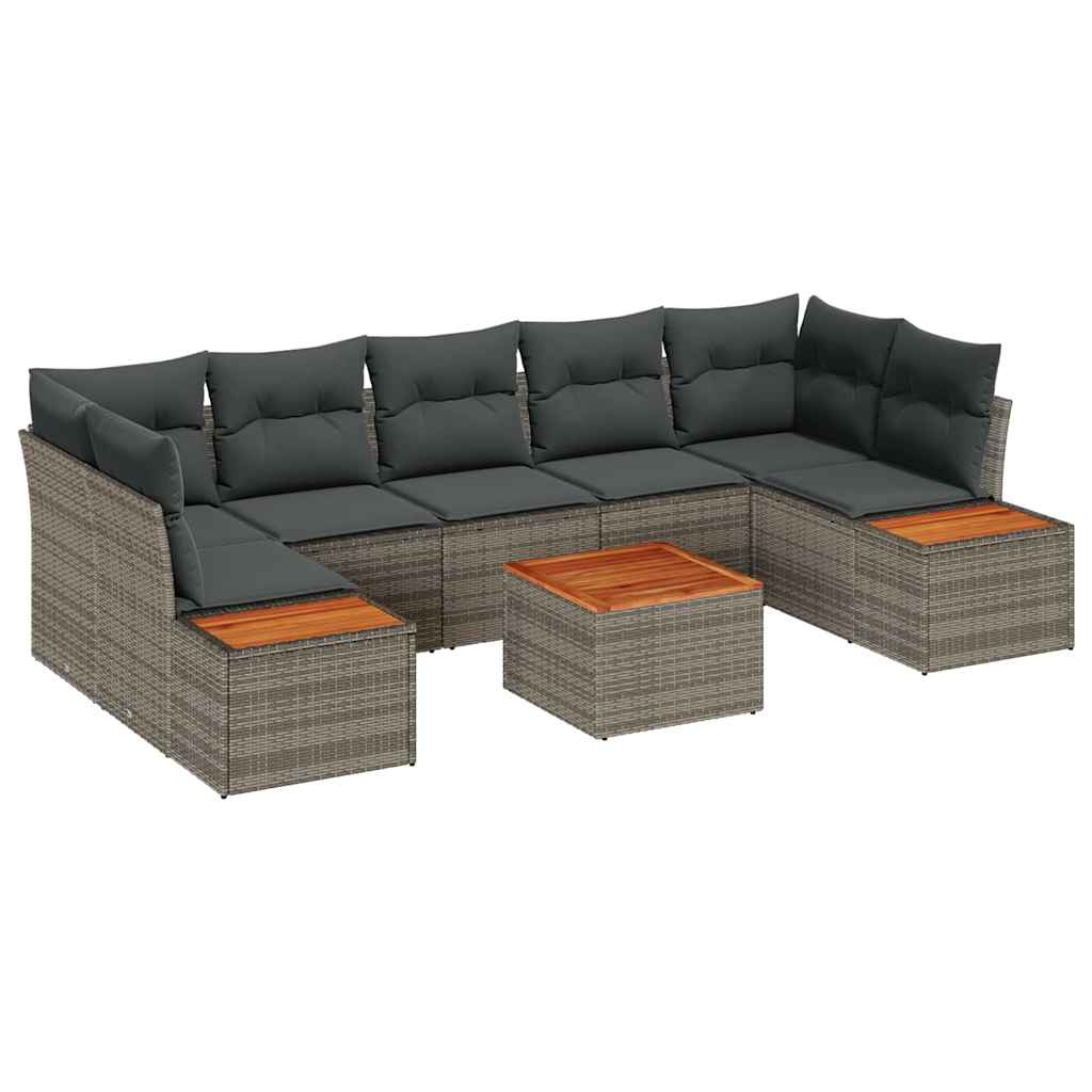 Tuin Sofa Set met kussen met opslag 8 pcs Grijs Poly riet is nu te koop bij PeponiXL, paradijselijk wonen!
