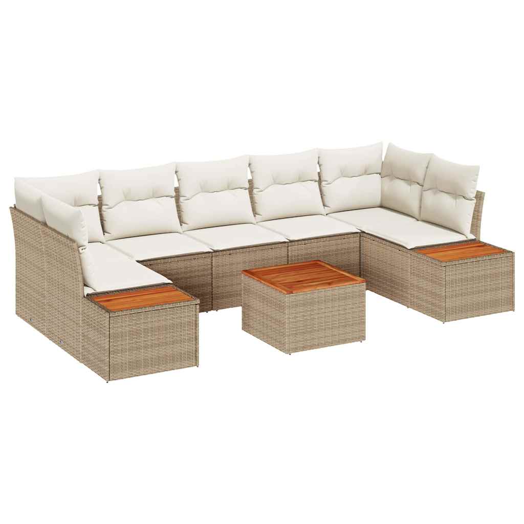Tuin Sofa Set met kussen met opslag 8 pcs Beige Poly riet is nu te koop bij PeponiXL, paradijselijk wonen!