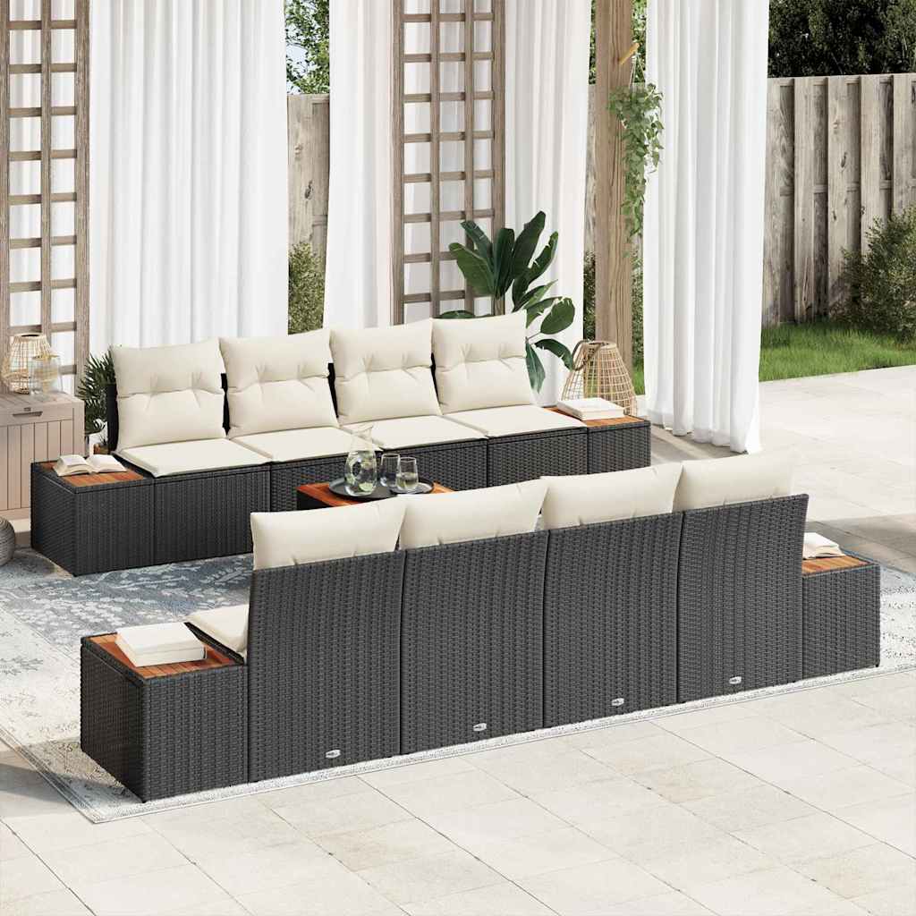 Tuin Sofa Set met opslag 9 pcs Zwart Poly riet is nu te koop bij PeponiXL, paradijselijk wonen!