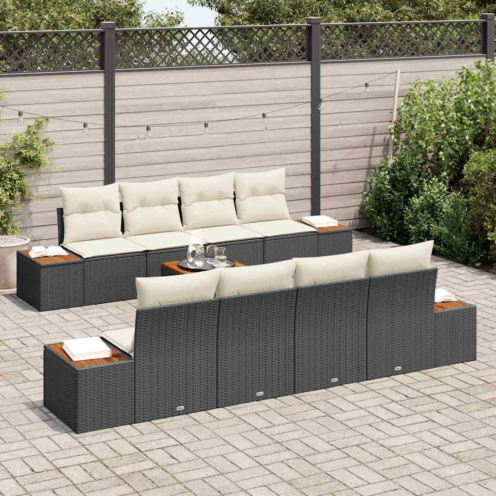 Tuin Sofa Set met opslag 9 pcs Zwart Poly riet is nu te koop bij PeponiXL, paradijselijk wonen!