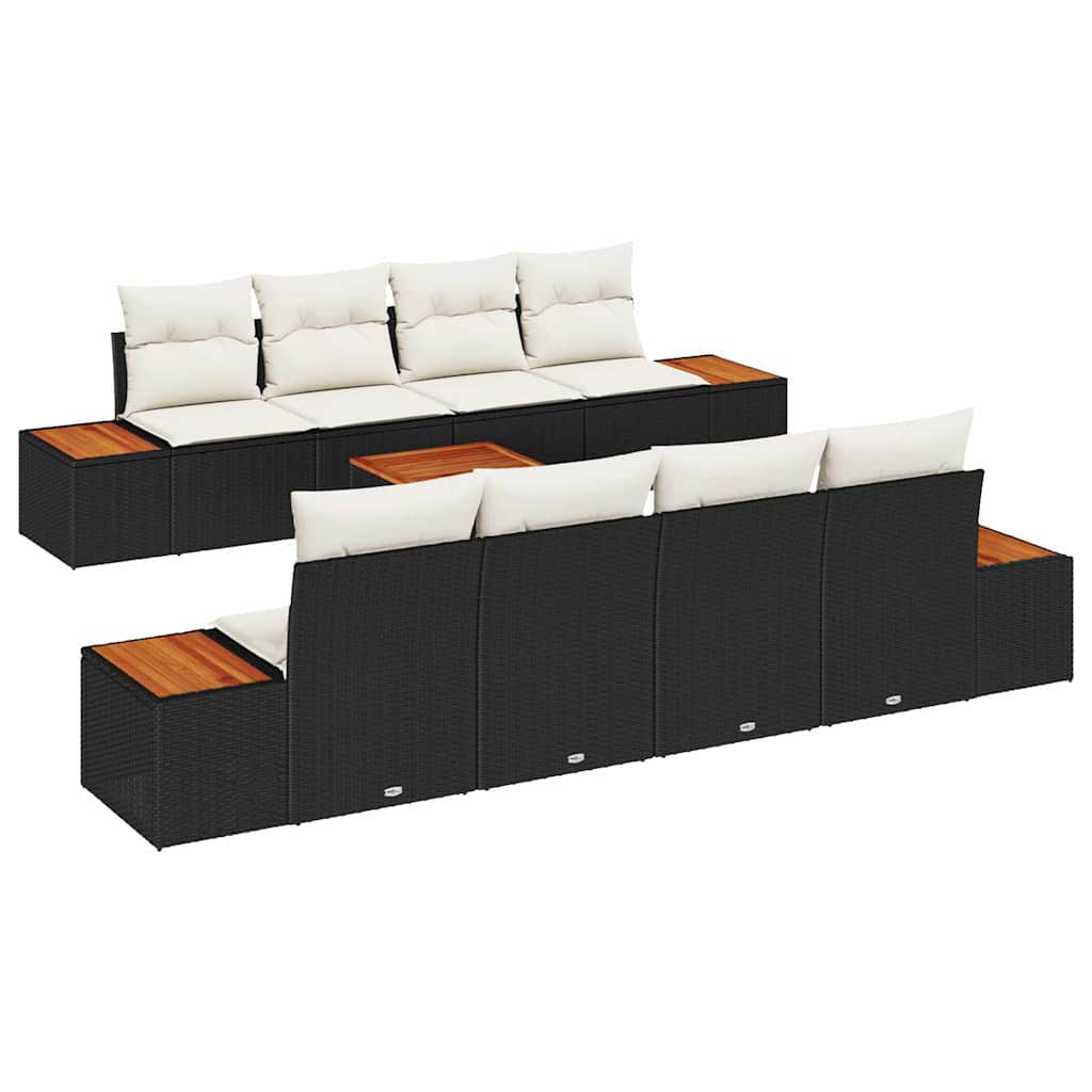 Tuin Sofa Set met opslag 9 pcs Zwart Poly riet is nu te koop bij PeponiXL, paradijselijk wonen!
