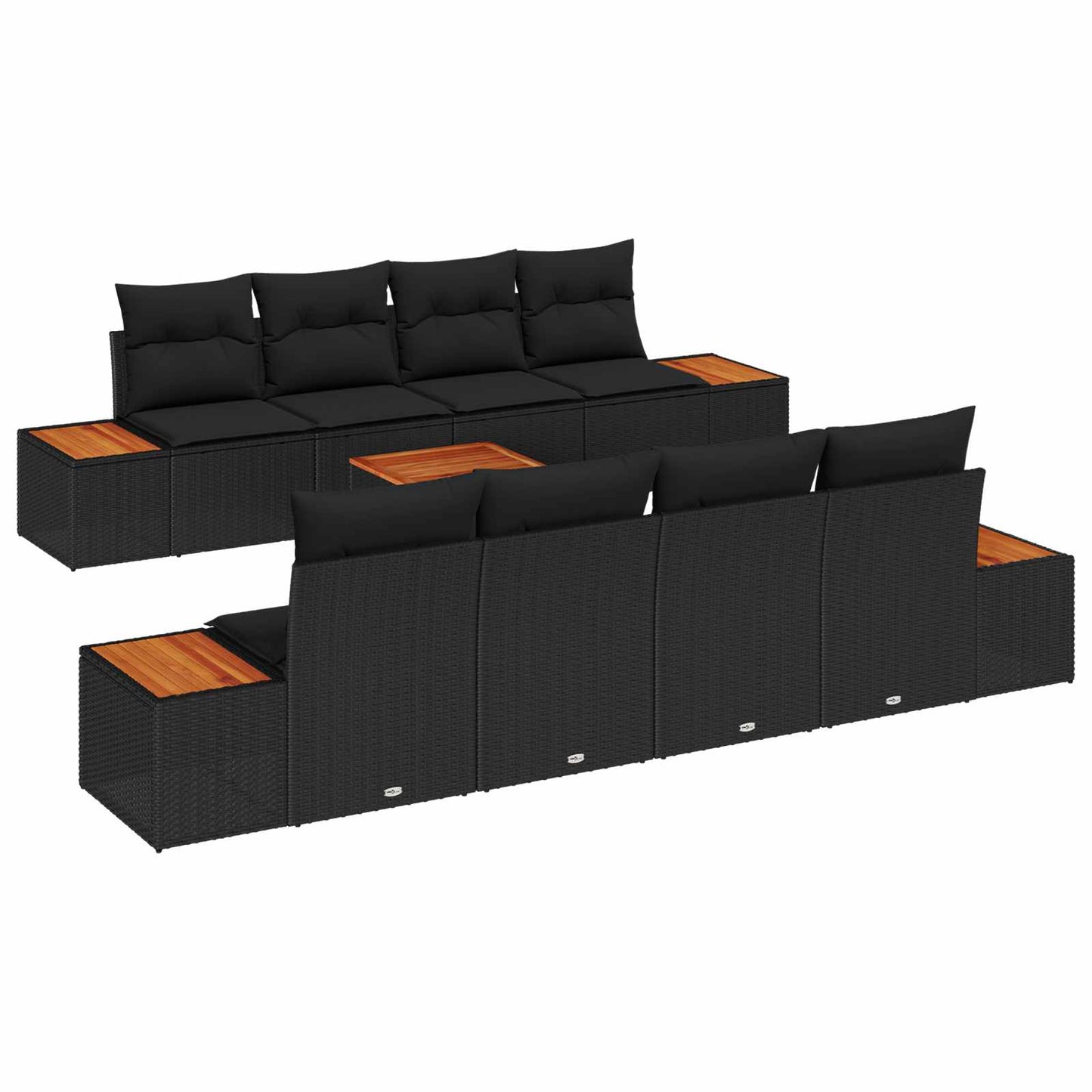 Tuin Sofa Set met kussen met opslag 9 pcs Zwart Poly riet is nu te koop bij PeponiXL, paradijselijk wonen!