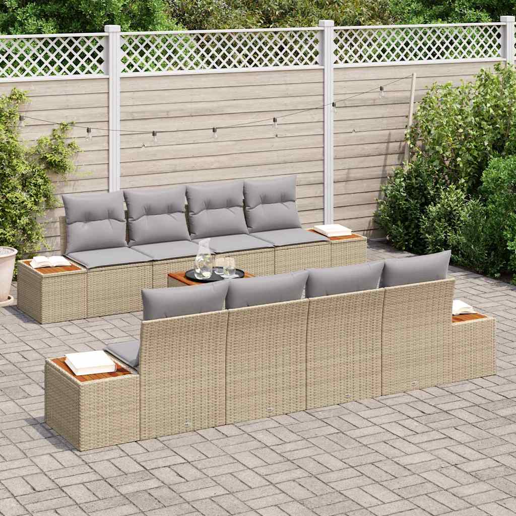 Tuin Sofa Set met opslag 9 pcs Beige Poly riet is nu te koop bij PeponiXL, paradijselijk wonen!