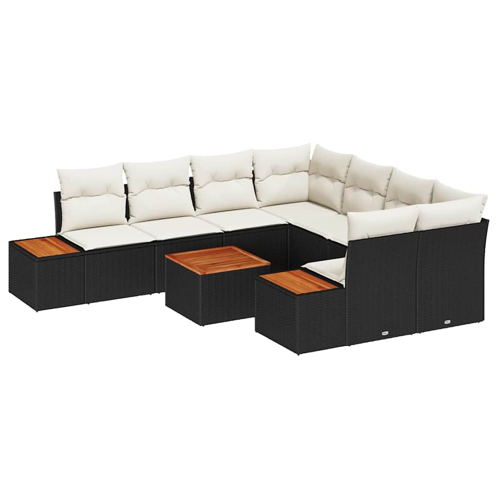 Tuin Sofa Set met kussen met opslag 9 pcs Zwart Poly riet is nu te koop bij PeponiXL, paradijselijk wonen!