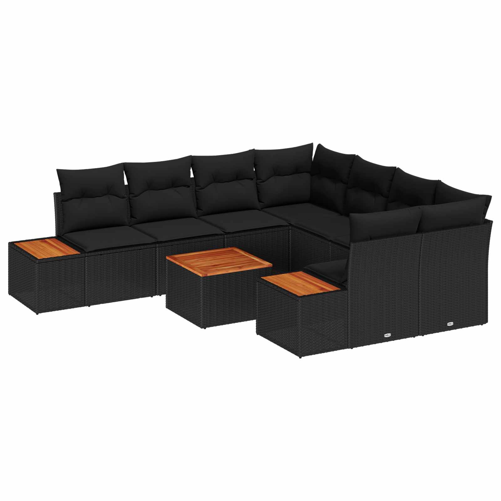 Tuin Sofa Set met kussen met opslag 9 pcs Zwart Poly riet is nu te koop bij PeponiXL, paradijselijk wonen!