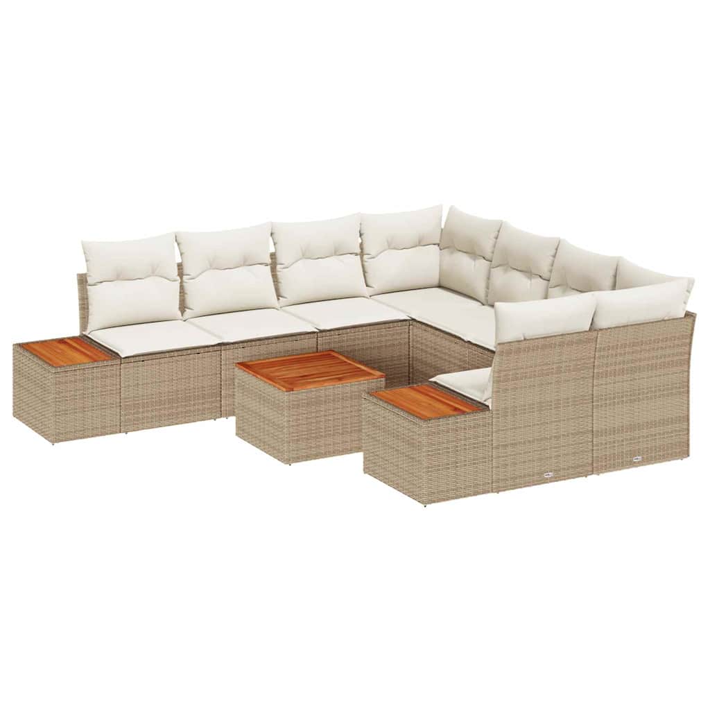 Tuin Sofa Set met kussen met opslag 9 pcs Beige Poly riet is nu te koop bij PeponiXL, paradijselijk wonen!