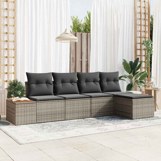 Tuinbankenset met kussen met opslag 6 pcs Grijs Polyrattan is nu te koop bij PeponiXL, paradijselijk wonen!