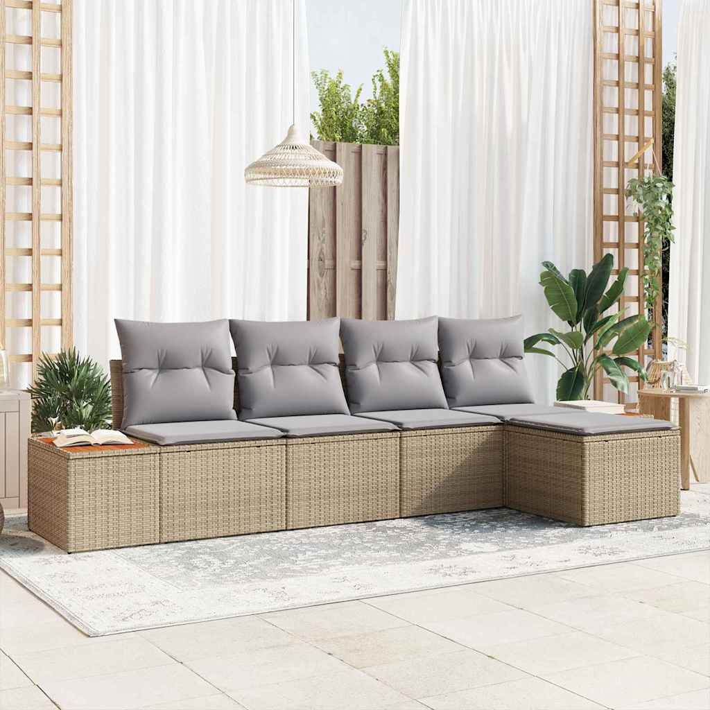 Tuinbankenset met kussen 6 pcs Beige en Licht Grijs Polyrattan is nu te koop bij PeponiXL, paradijselijk wonen!