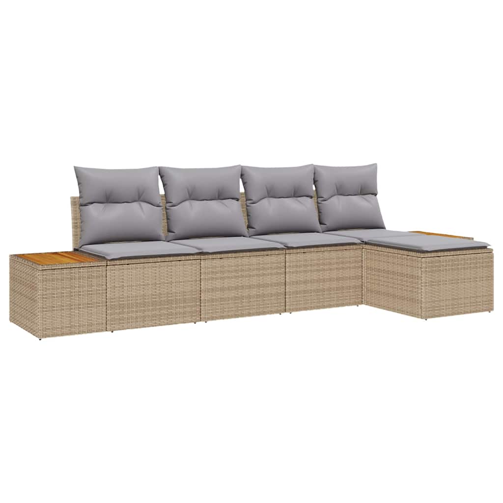 Tuinbankenset met kussen 6 pcs Beige en Licht Grijs Polyrattan is nu te koop bij PeponiXL, paradijselijk wonen!