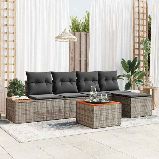 Tuinbankenset met kussen met opslag 6 pcs Grijs Polyrattan is nu te koop bij PeponiXL, paradijselijk wonen!