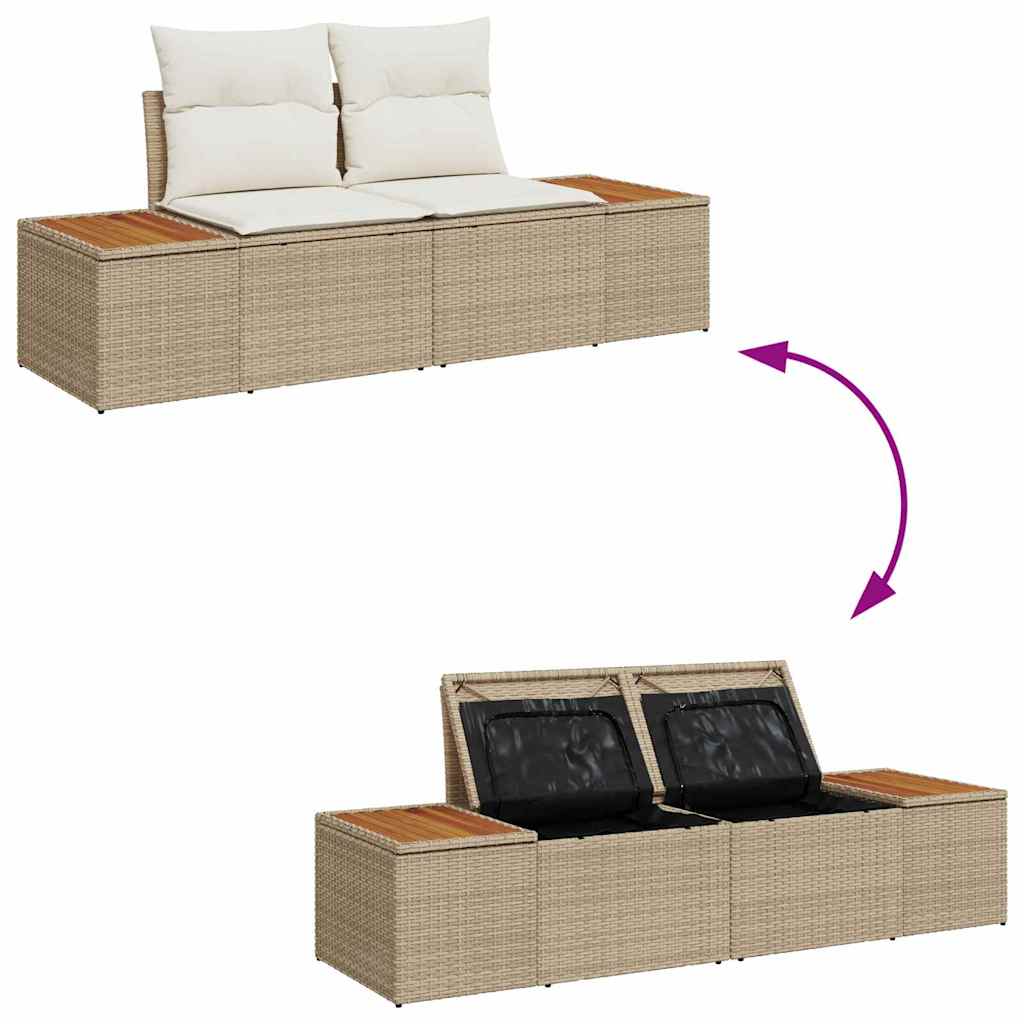 Tuinbankenset met kussen 6 pcs Beige en Crème Polyrattan is nu te koop bij PeponiXL, paradijselijk wonen!