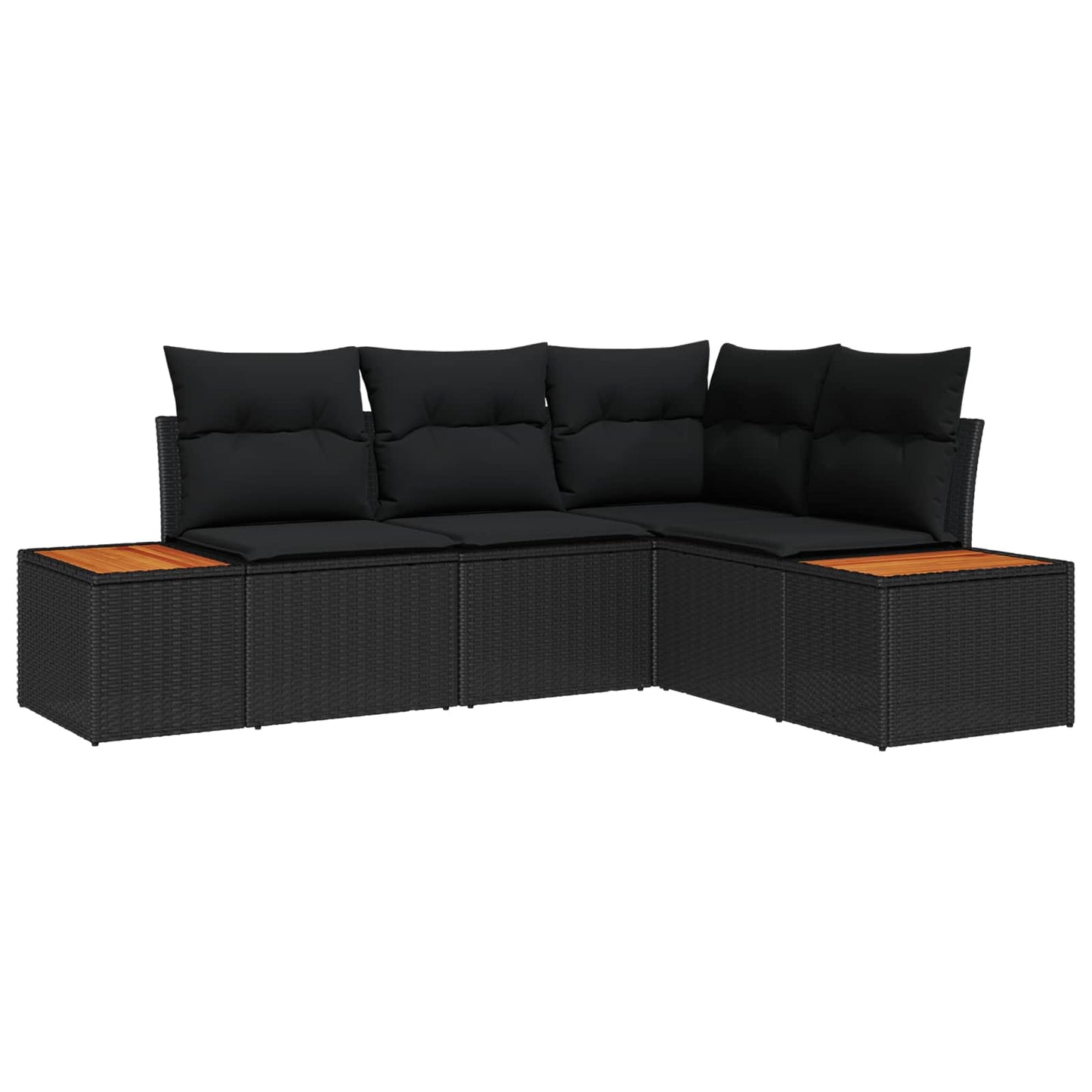 Tuinbankenset met kussen met opslag 4 pcs Zwart Polyrattan is nu te koop bij PeponiXL, paradijselijk wonen!