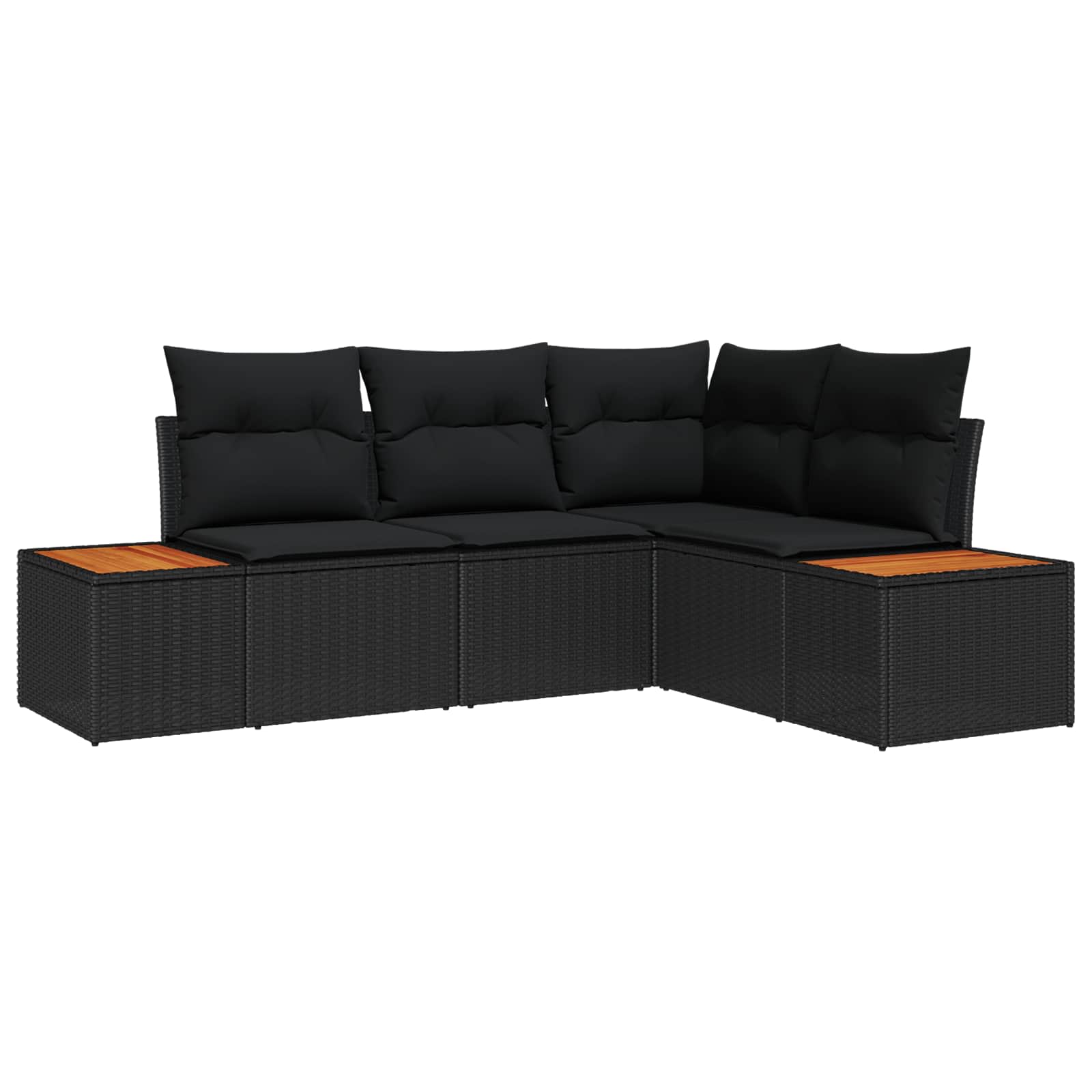 Tuinbankenset met kussen met opslag 4 pcs Zwart Polyrattan is nu te koop bij PeponiXL, paradijselijk wonen!