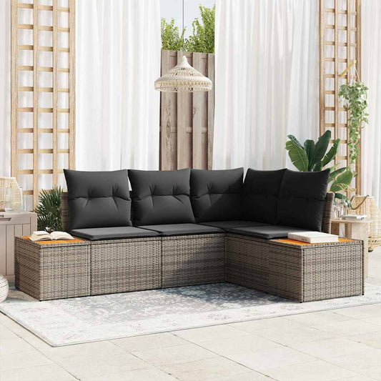 Tuinbankenset met kussen met opslag 4 pcs Grijs Polyrattan is nu te koop bij PeponiXL, paradijselijk wonen!
