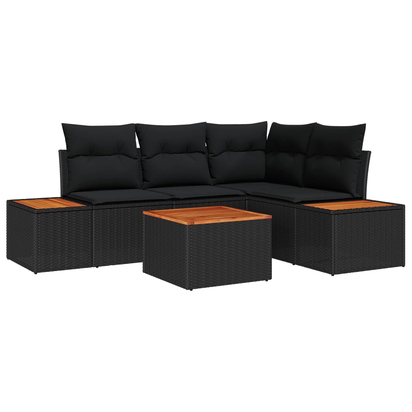 Tuinbankenset met kussen met opslag 4 pcs Zwart Polyrattan is nu te koop bij PeponiXL, paradijselijk wonen!
