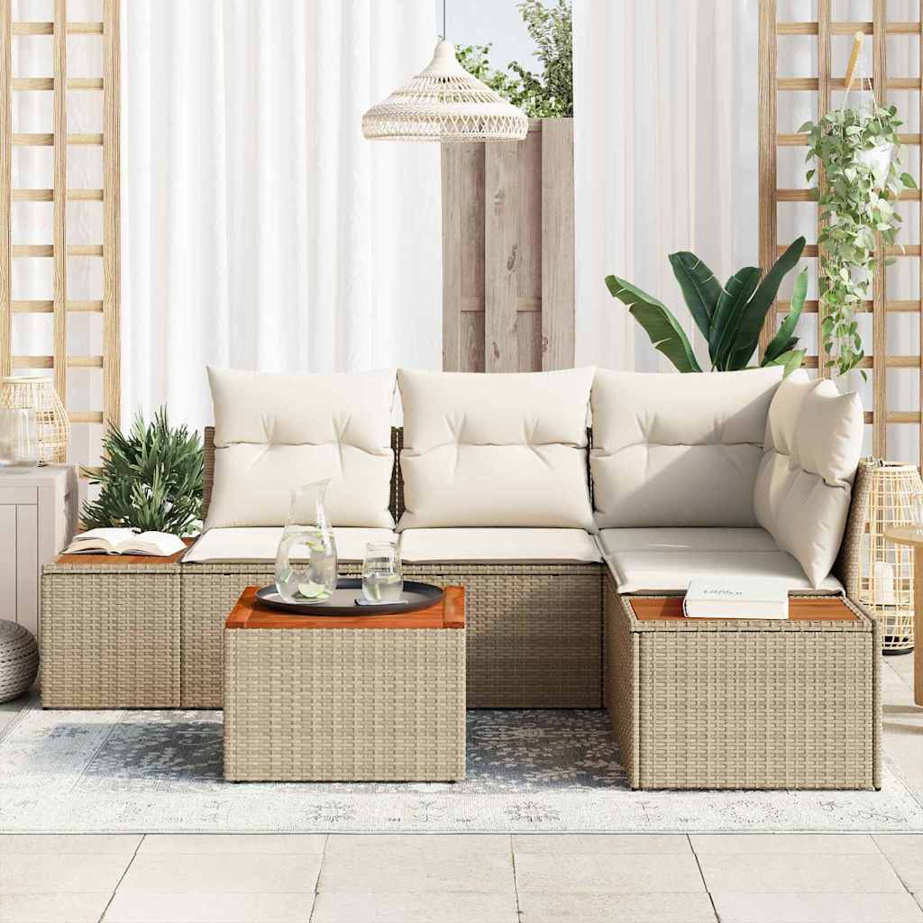 Tuinbankenset met kussen 4 pcs Beige en Crème Polyrattan is nu te koop bij PeponiXL, paradijselijk wonen!