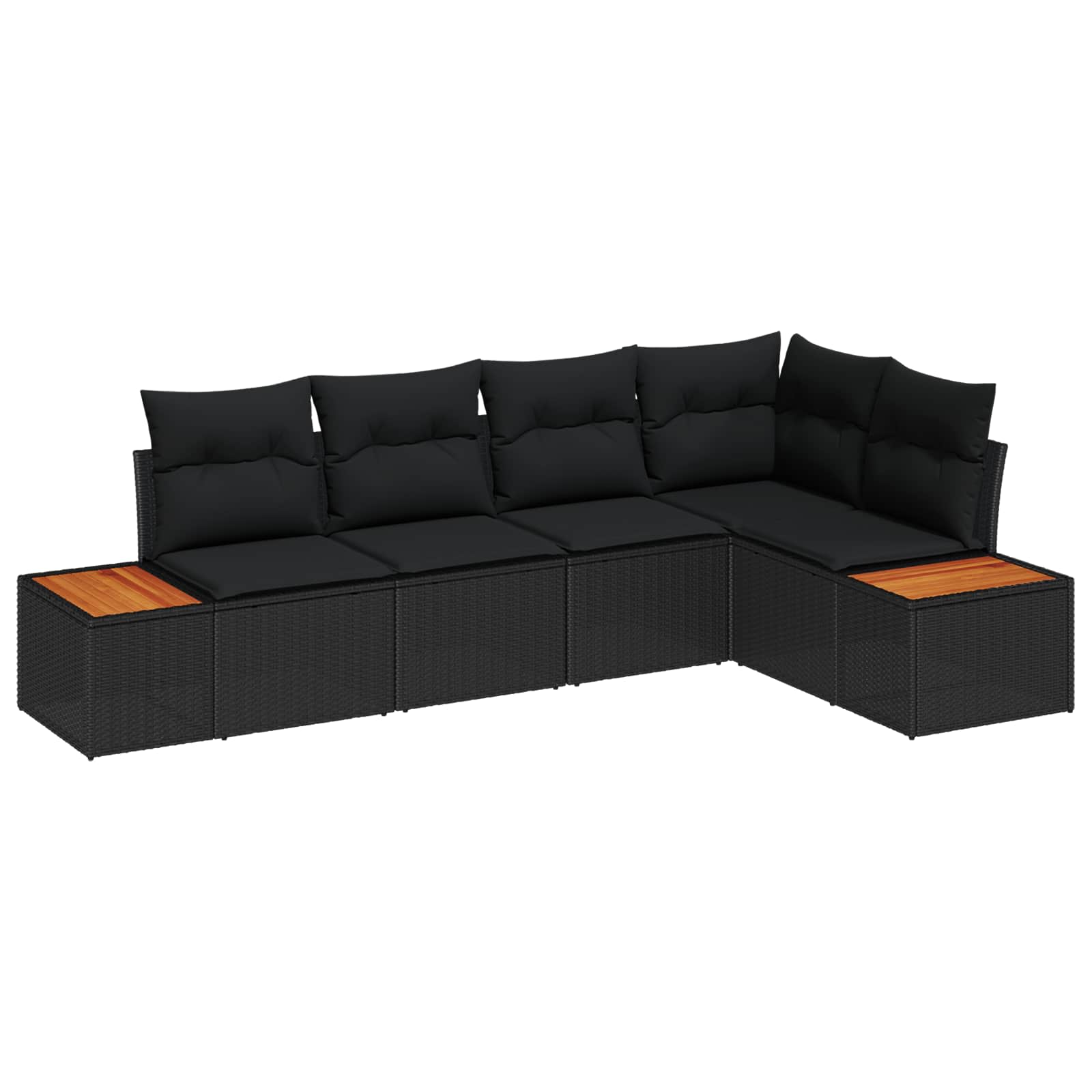 Tuin Sofa Set met kussen met opslag 5 pcs Zwart Poly riet is nu te koop bij PeponiXL, paradijselijk wonen!