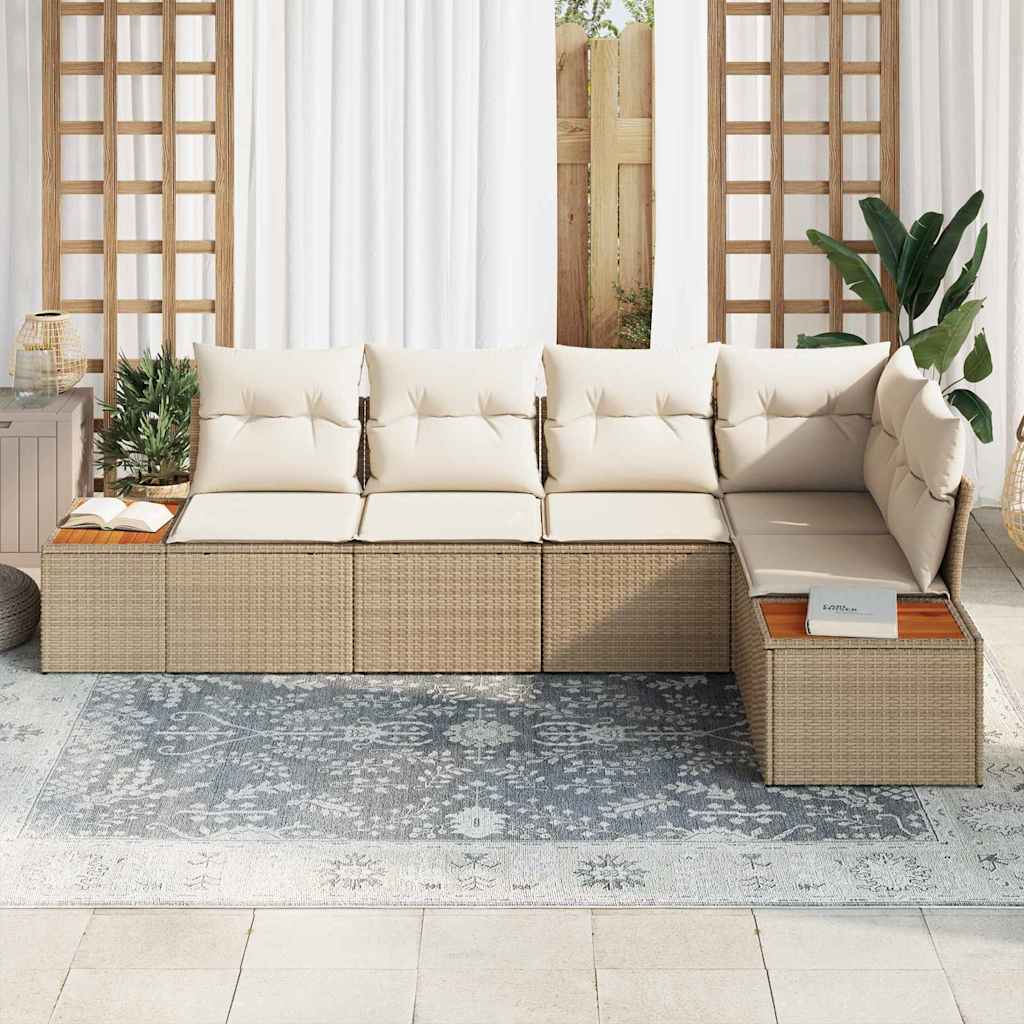 Tuin Sofa Set met kussen 5 pcs beige en crèmekleurig Poly riet is nu te koop bij PeponiXL, paradijselijk wonen!