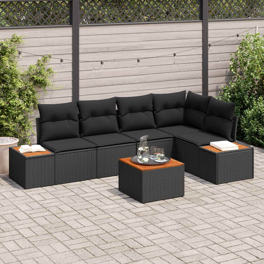 Tuin Sofa Set met kussen met opslag 6 pcs Zwart Poly riet is nu te koop bij PeponiXL, paradijselijk wonen!
