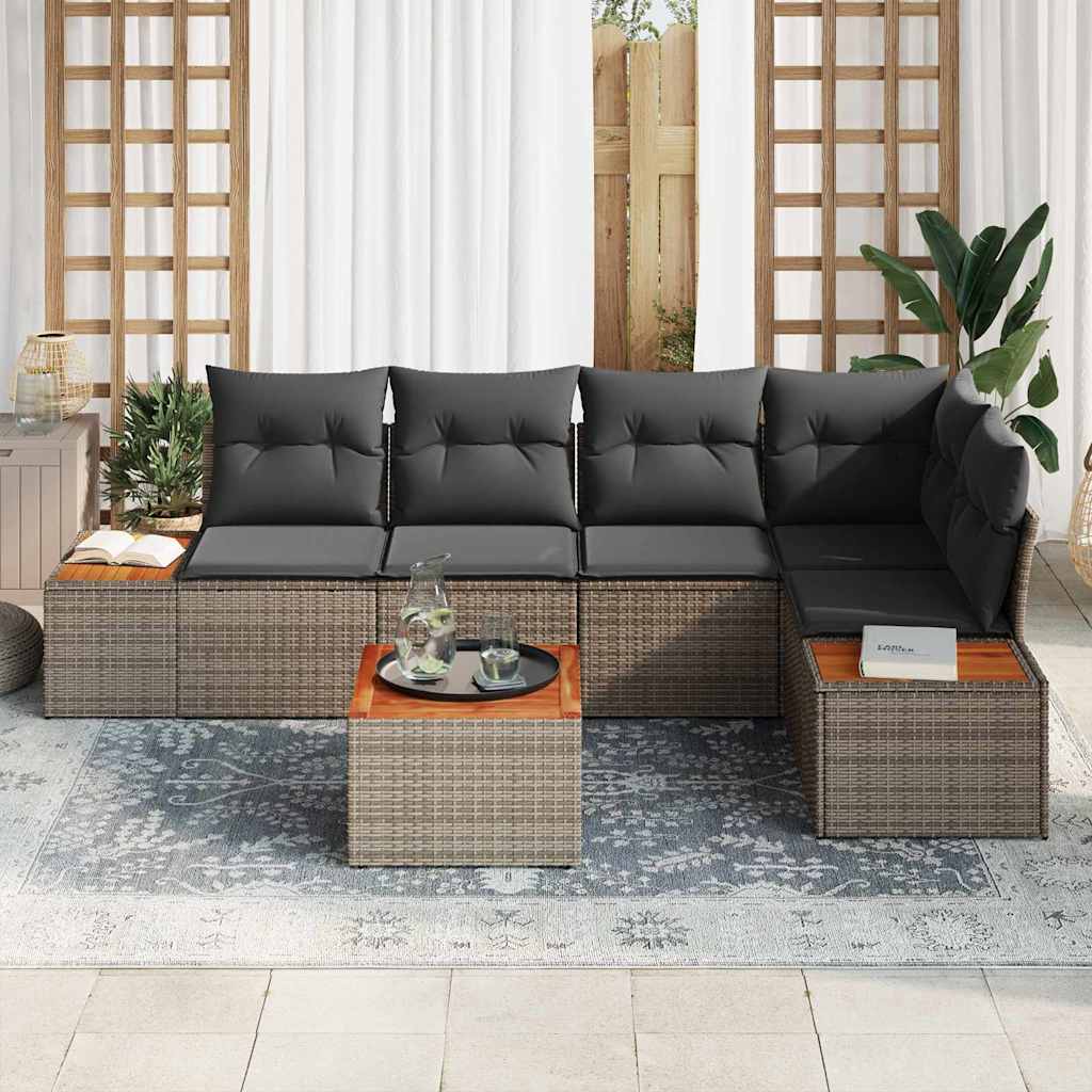 Tuin Sofa Set met kussen met opslag 6 pcs Grijs Poly riet is nu te koop bij PeponiXL, paradijselijk wonen!