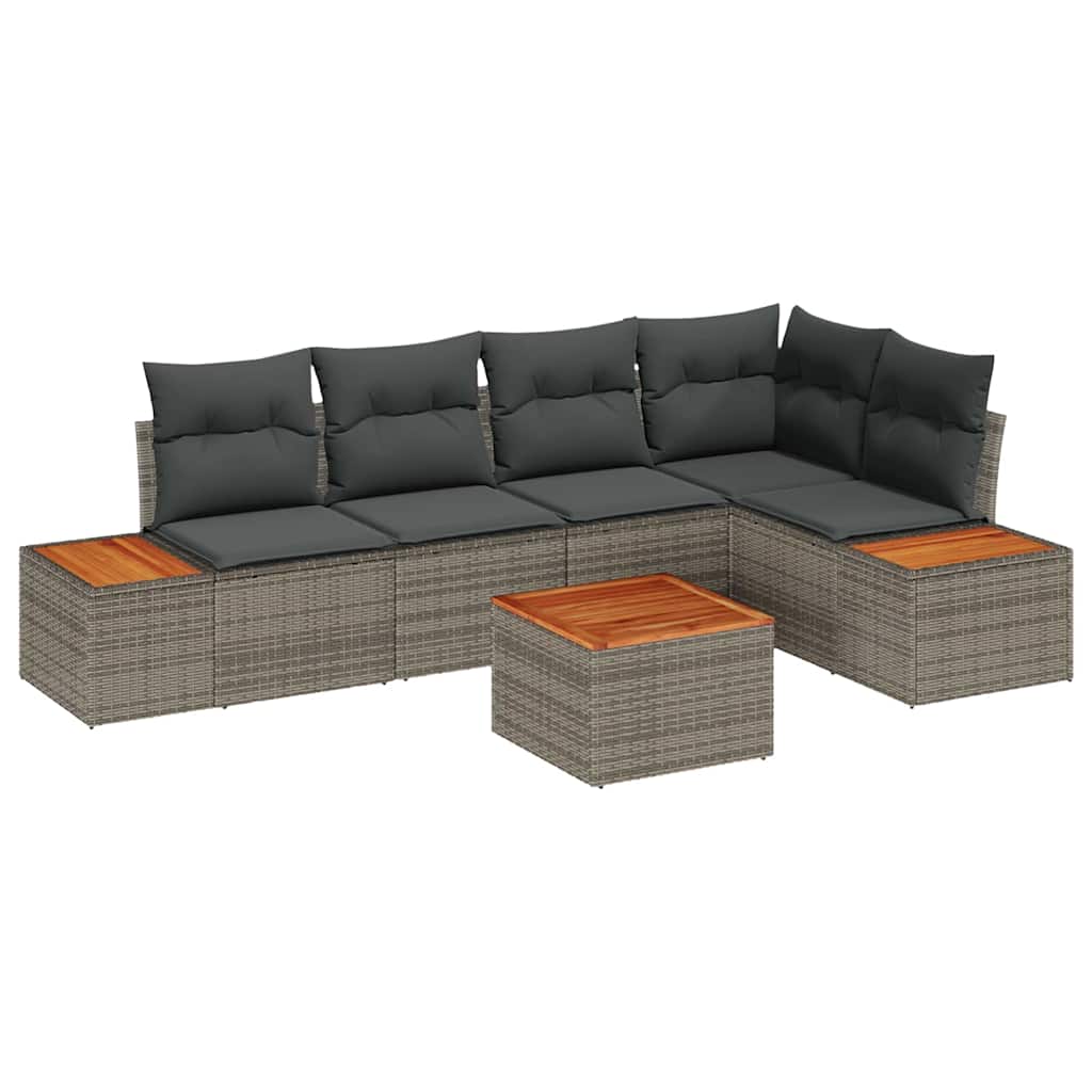 Tuin Sofa Set met kussen met opslag 6 pcs Grijs Poly riet is nu te koop bij PeponiXL, paradijselijk wonen!