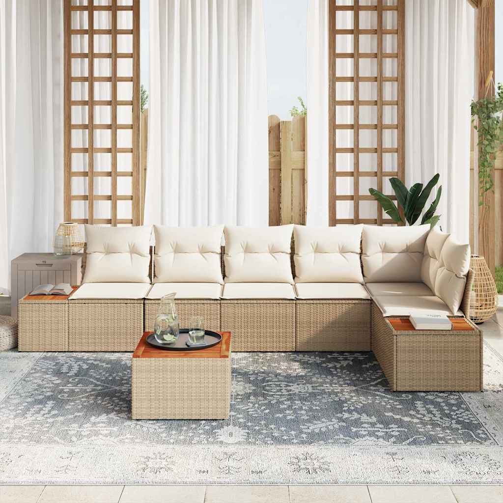 Tuinbankenset met kussen 6 pcs Beige en Crème Polyrattan is nu te koop bij PeponiXL, paradijselijk wonen!