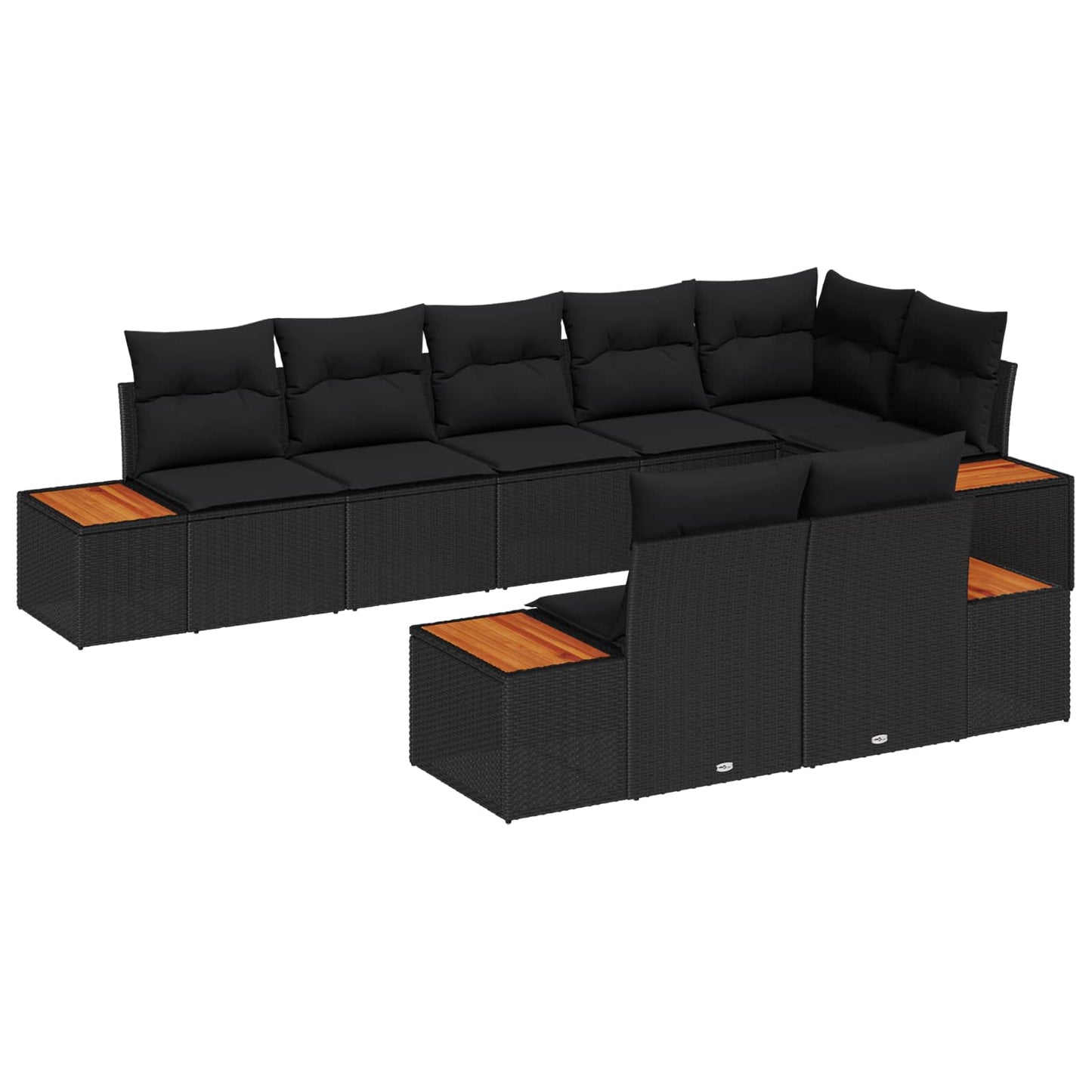 Tuinbankenset met kussen met opslag 8 pcs Zwart Polyrattan is nu te koop bij PeponiXL, paradijselijk wonen!