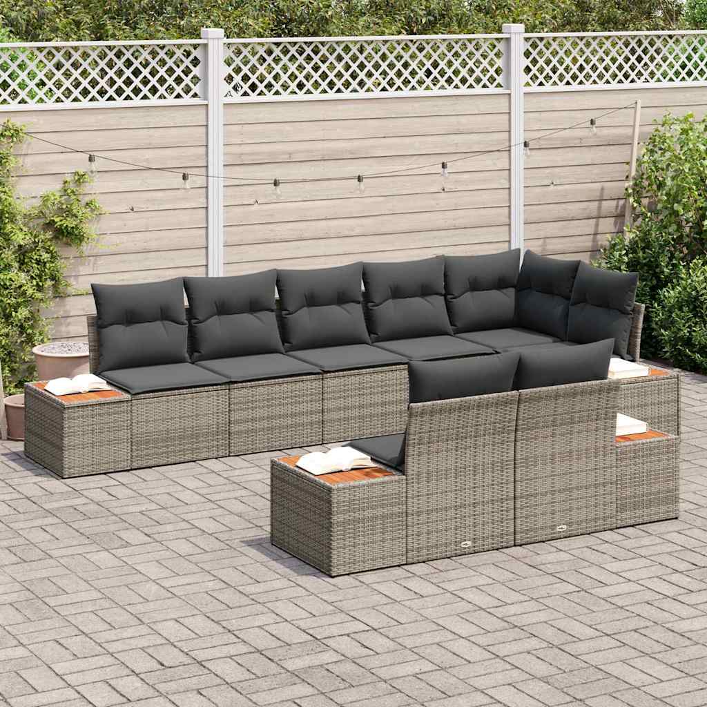 Tuinbankenset met kussen met opslag 8 pcs Grijs Polyrattan is nu te koop bij PeponiXL, paradijselijk wonen!
