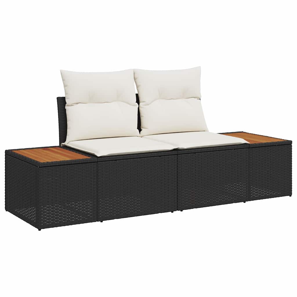 Tuinbankenset met kussen 8 pcs Zwart en Crème Polyrattan is nu te koop bij PeponiXL, paradijselijk wonen!