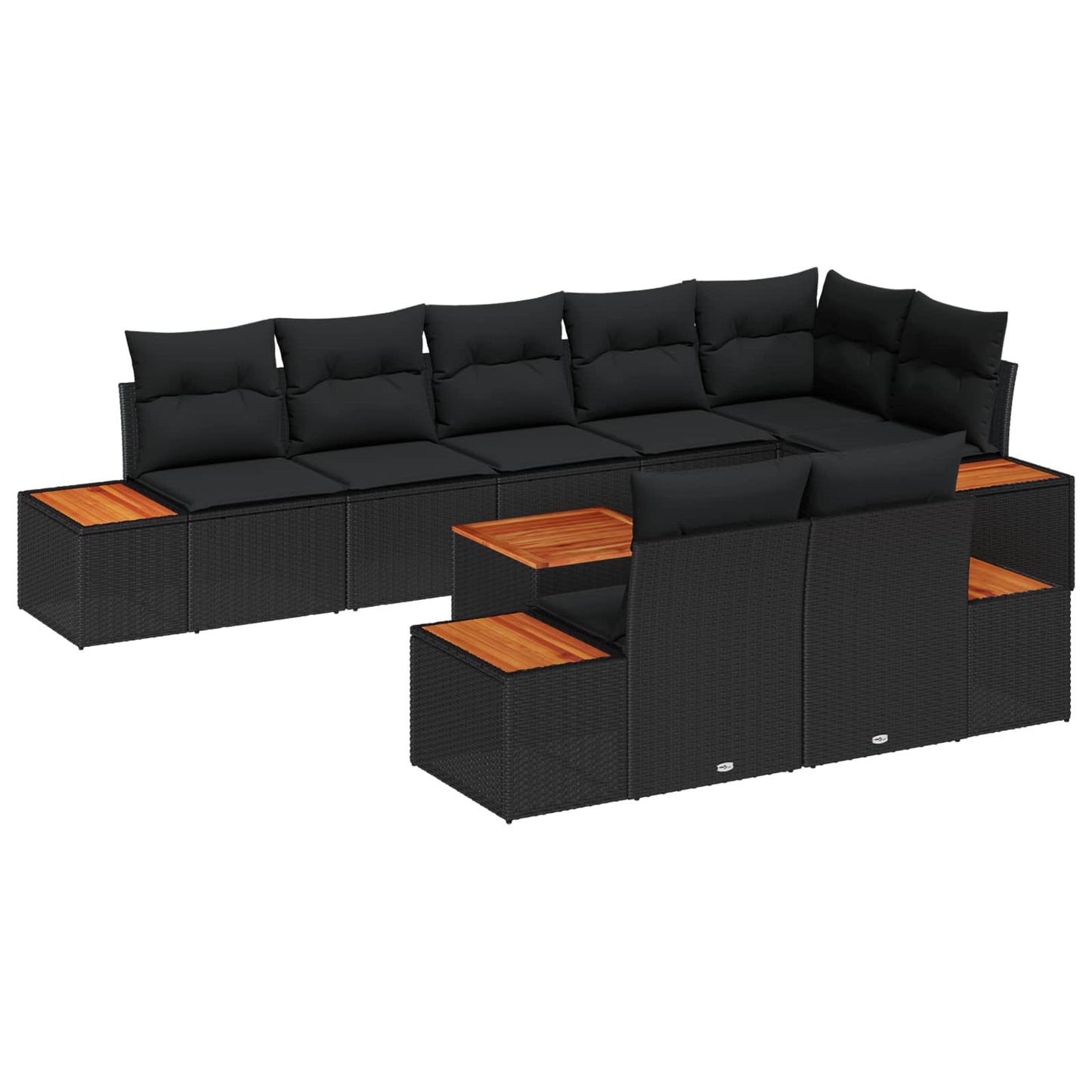 Tuinbankenset met kussen met opslag 8 pcs Zwart Polyrattan is nu te koop bij PeponiXL, paradijselijk wonen!